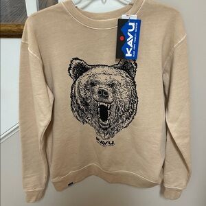 Kavu NWT XS Irish Cream Bear crewneck supersoft sweatshirt